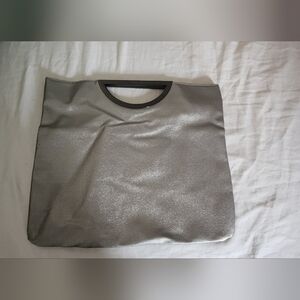 Metallic Silver Tote Bag with Cutout Magnetic Handle